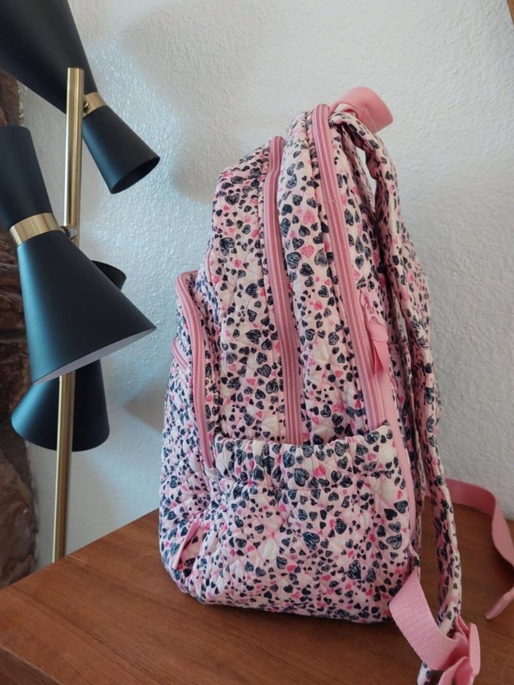vera bradley love you lots backpack used Pink and black heart print backpack wit - Picture 3 of 8